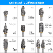 10Pcs Double Cut Carbide Rotary Die Grinder Bit Set