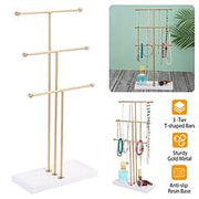3 Tier Gold Metal Tabletop Jewelry Display Tree Stand Organizer