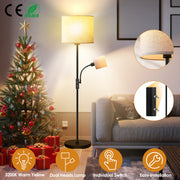 Dual Floor Lamp with Linen Shade