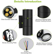 2Pcs Cylindrical Wall Light