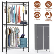2 Tier Clothing Rack With Cover