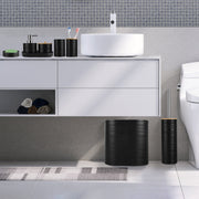 8Pcs Bathroom Accessories Set Bathroom Holder Set with Soap Dispenser Toothbrush Holder Cup Soap Dish Toilet Cleaning Brush Trash Can Qtip Holder Vani