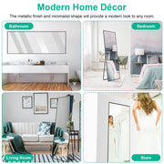 Full Length Mirror 63x18.9in Aluminum Alloy Wall Mirror Free Standing Floor Mirror