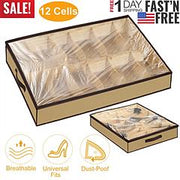 12 Cells Under Bed Shoes Organizer Shoes Container Box Holder