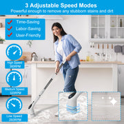 Electric Spin Scrubber with Extendable Telescopic Arm Cordless Voice Prompt Cleaning Brush