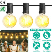 Decorative String Lights 50FT 25 Globe Bulbs