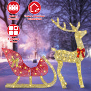 Lighted Christmas Reindeer & Sleigh Indoor Outdoor