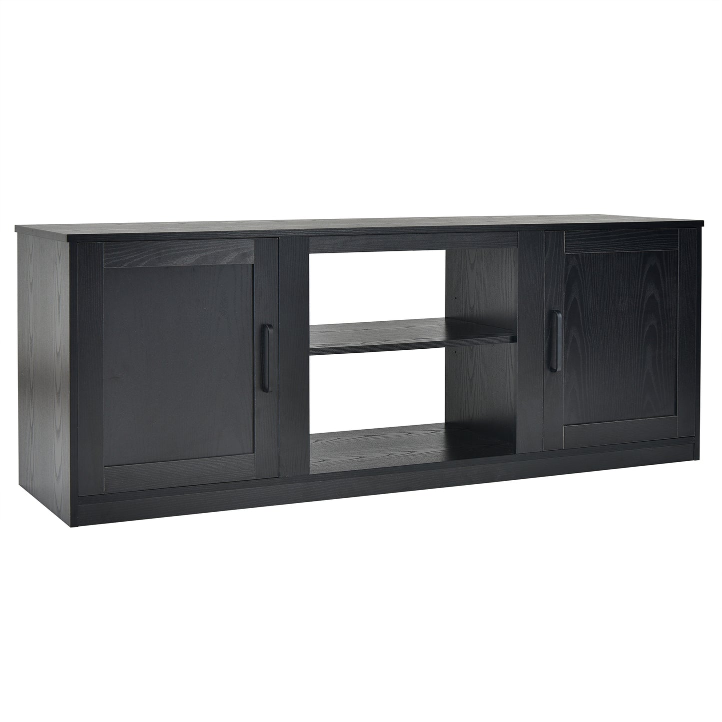 TV Stand with Double Barn Doors for TVs up to 65 Inch-Vintage - Black