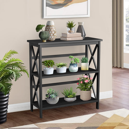 3-Tier Wooden Multi-Functional X-Design Etagere Storage Bookshelf