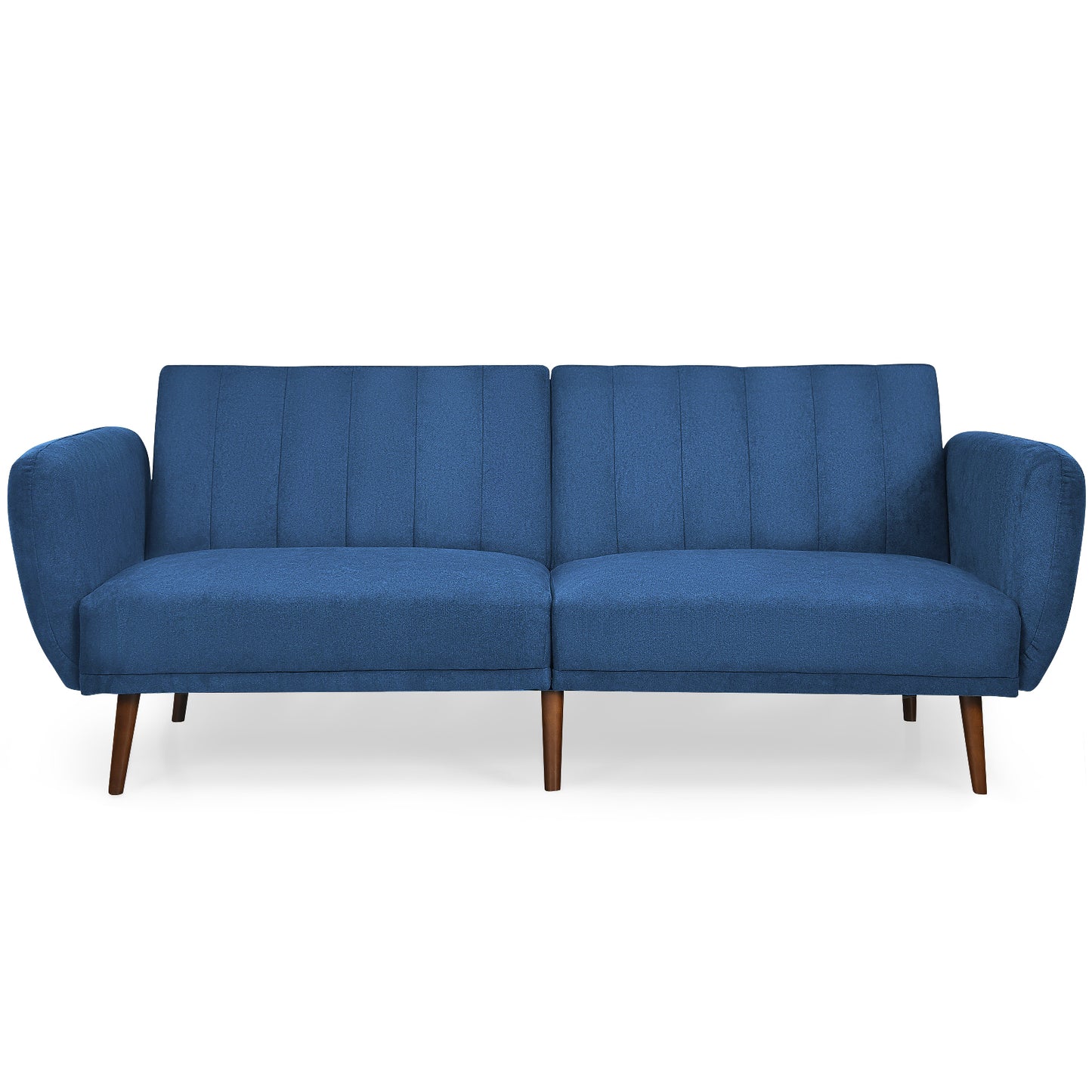 Convertible Futon Sofa Bed Adjustable Couch Sleeper with Wood Legs-Gray - Navy