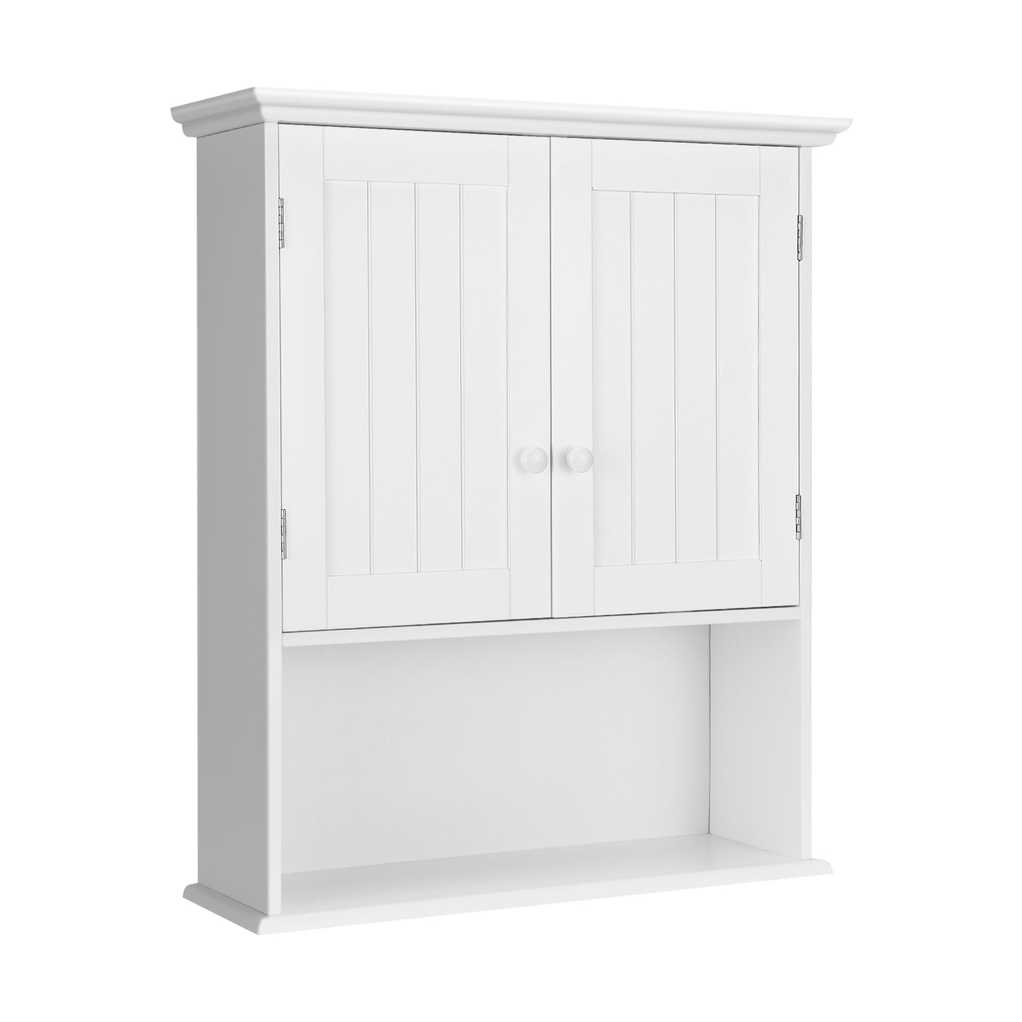 2-Door Wall Mount Bathroom Storage Cabinet with Open Shelf-Espresso - White