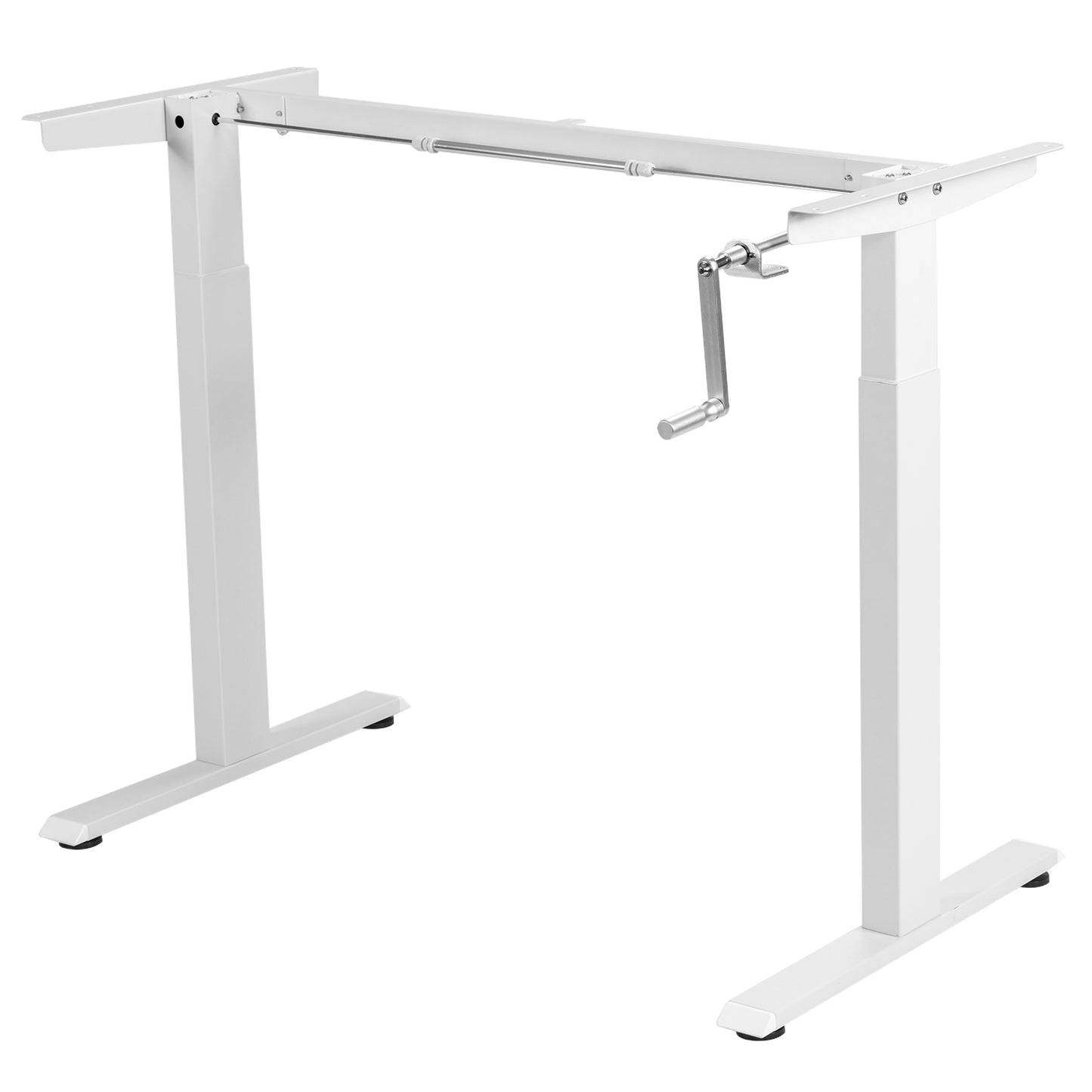 Hand Crank Sit to Stand Desk Frame Height Adjustable Standing Base-Gray - White