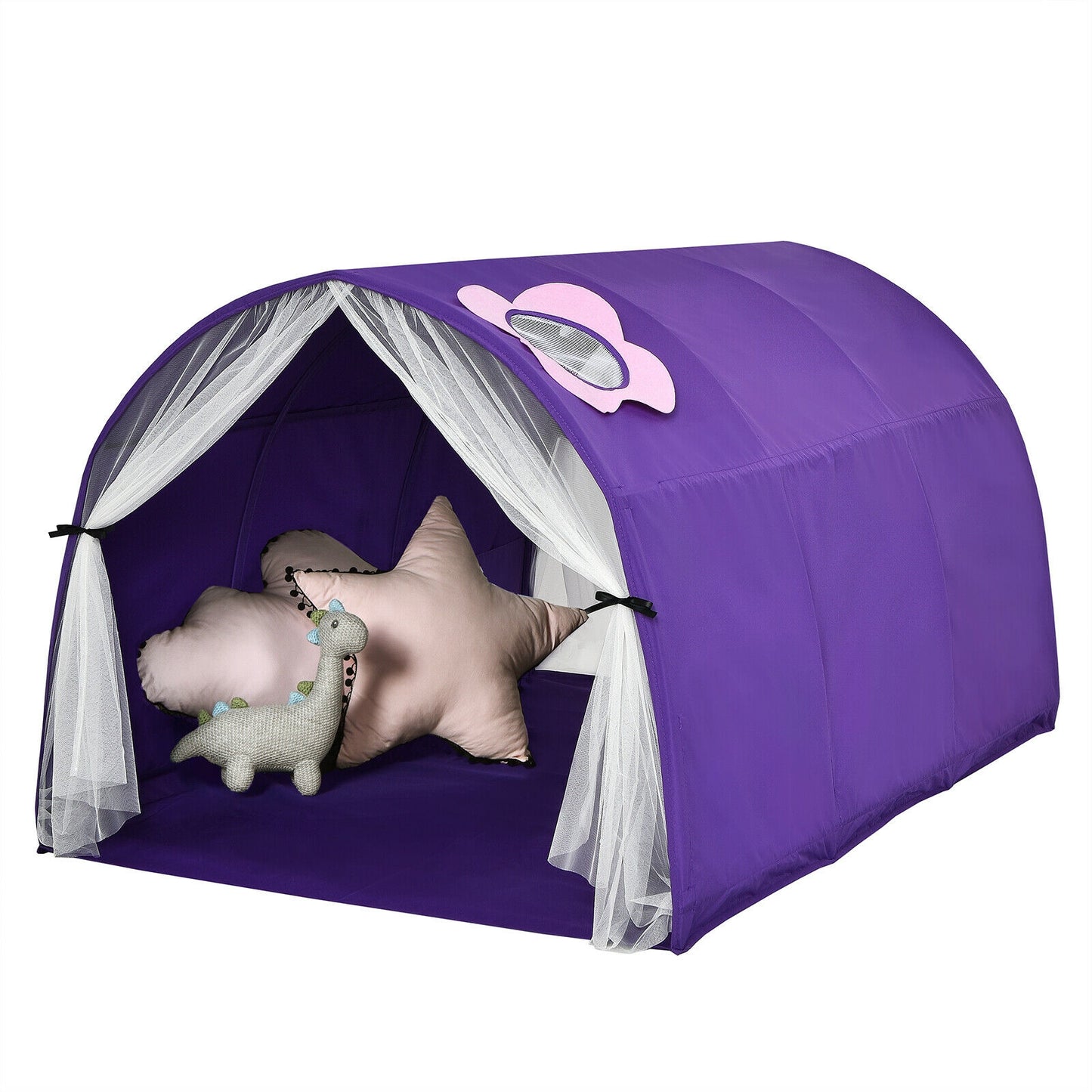 Kids Galaxy Starry Sky Dream Portable Play Tent with Double Net Curtain-Pink - Purple
