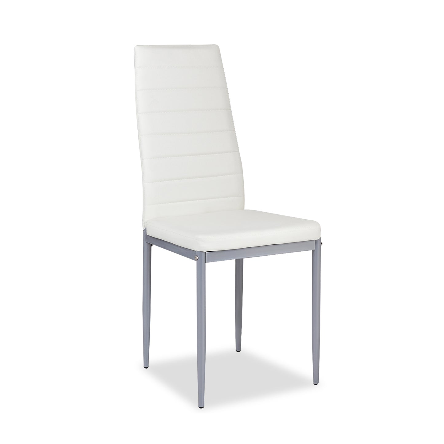 4 pcs PVC Leather Dining Side Chairs Elegant Design -White - White