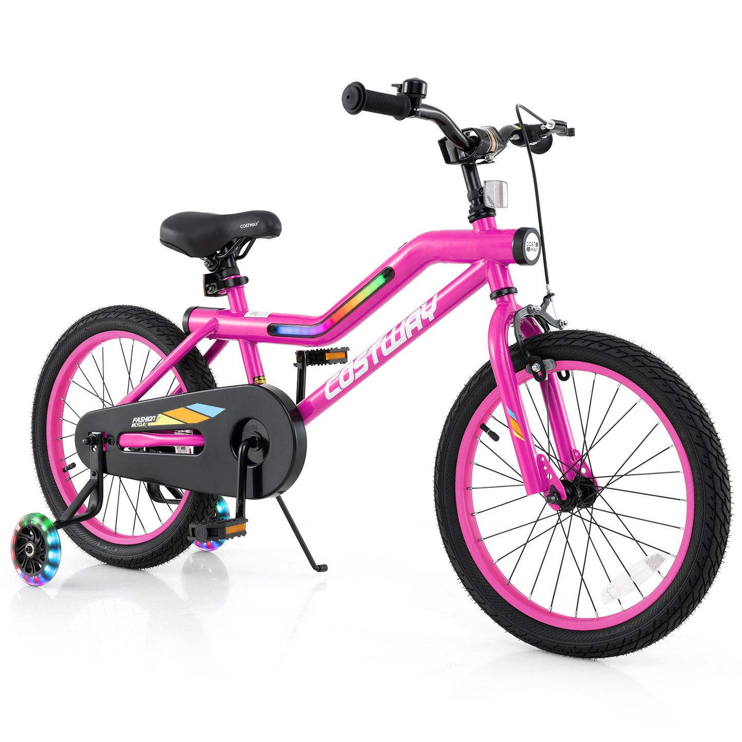 16 Inch LED Lighted Kids Bike with Training Wheels and Headlight for Ages 4-7 Years-16 inches - 18 Inches