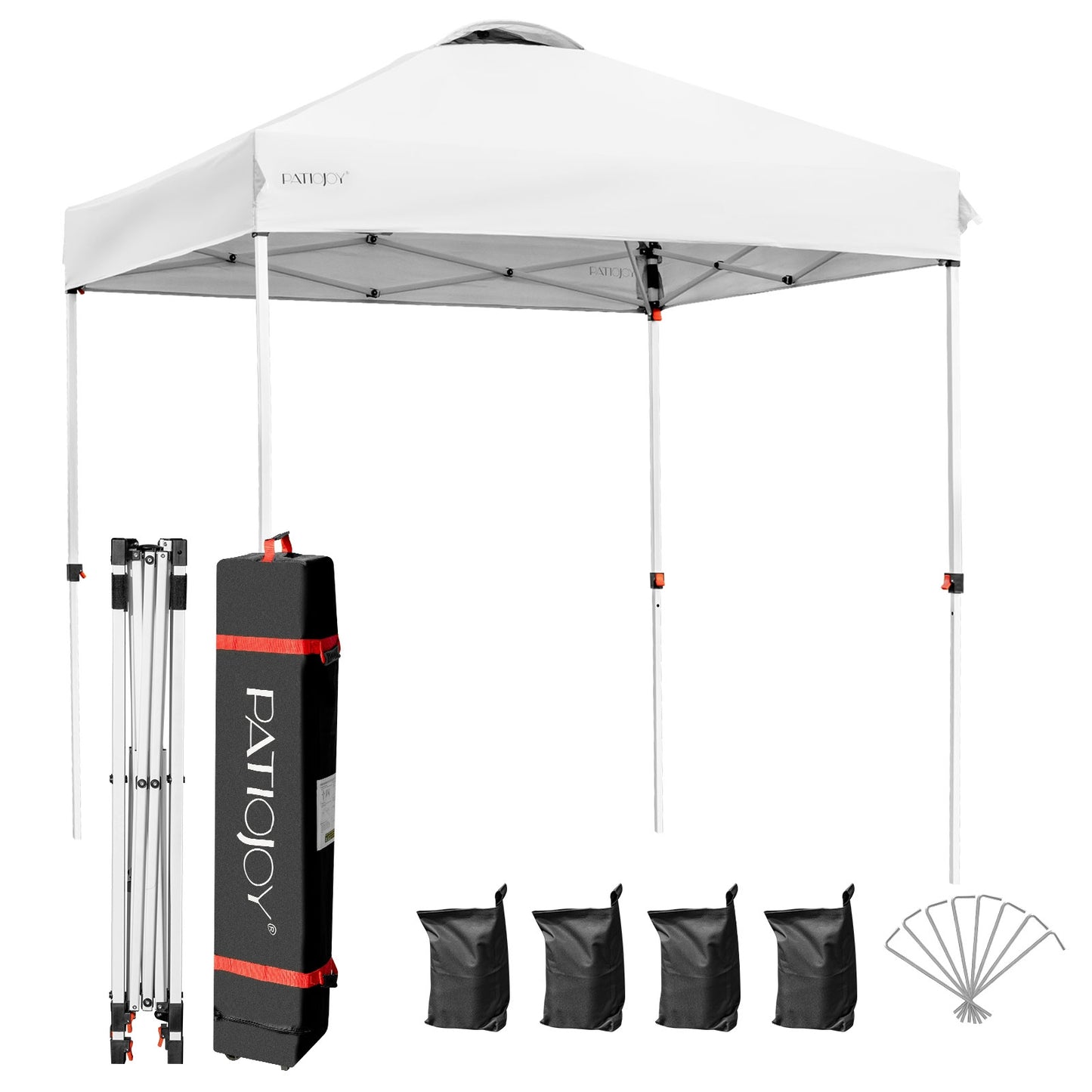 6.6 x 6.6 Feet Outdoor Pop Up Camping Canopy Tent with Roller Bag-Blue - White
