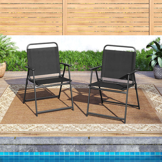 Set of 2/4/6 Outdoor Folding Chairs with Breathable Seat-Set of 4