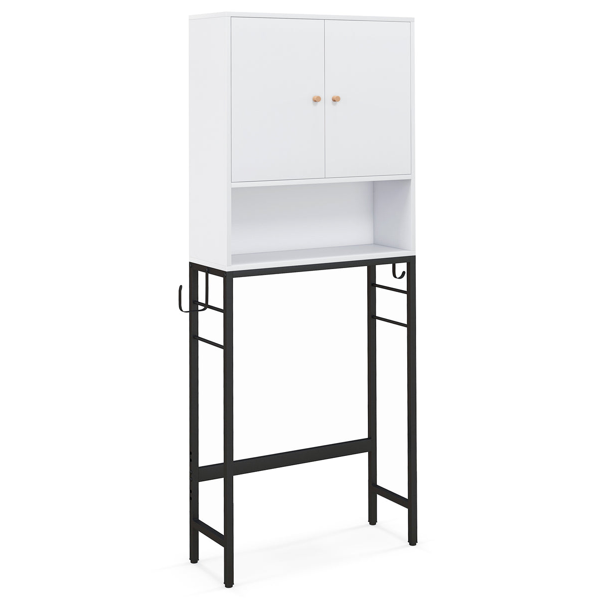 Over The Toilet Storage Cabinet with 2 Doors and Adjustable Shelf-Natural - White