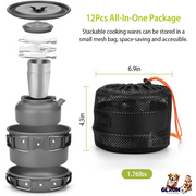 12Pcs Camping Cookware Set