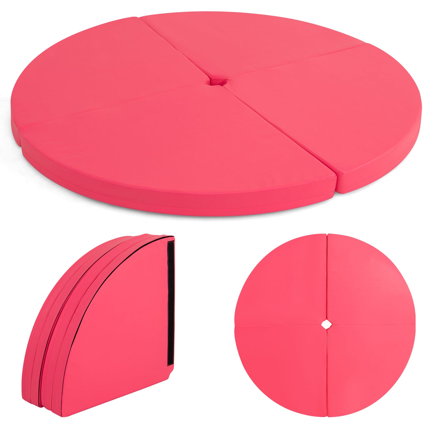 Pole Dance Crash Mat Round Portable Yoga Mat with EPE Foam-Black - Pink