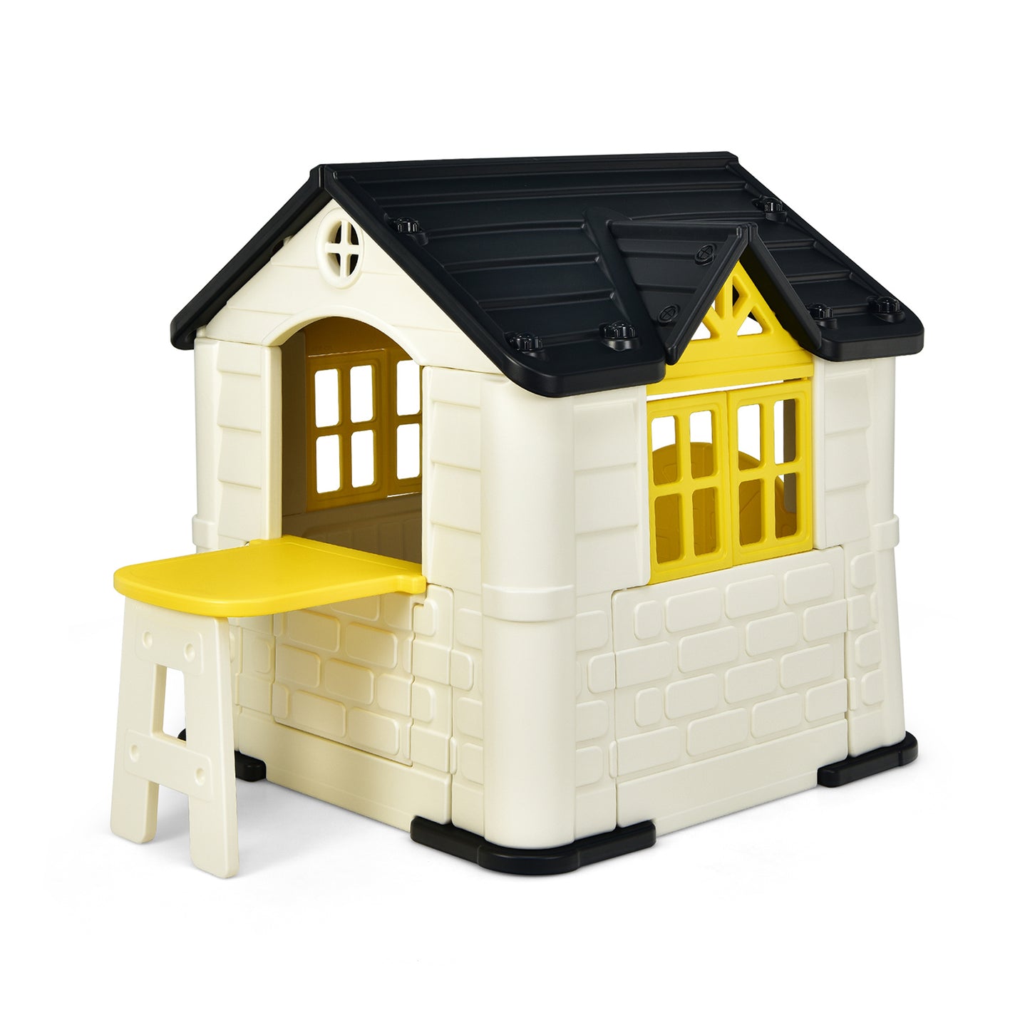 Kid’s Playhouse Pretend Toy House For Boys and Girls 7 Pieces Toy Set-Blue - Yellow