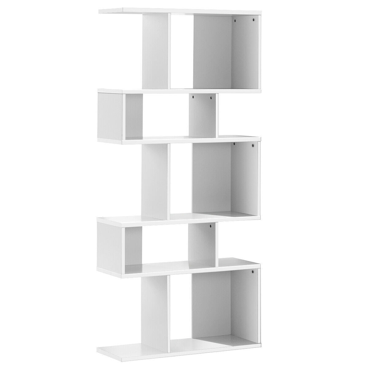 5 Cubes Ladder Shelf Corner Bookshelf Display Rack Bookcase-Black - White