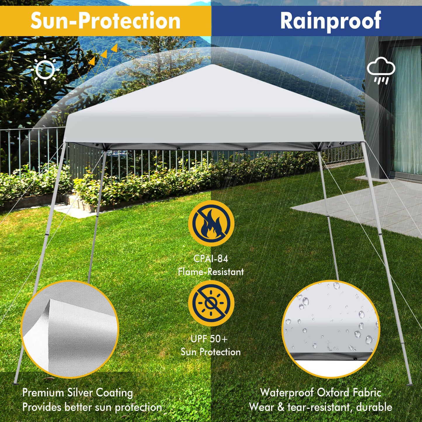 10 x 10 Feet Outdoor Instant Pop-up Canopy with Carrying Bag-Blue - White
