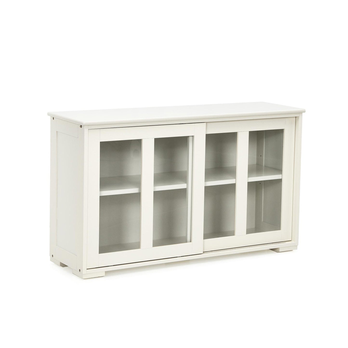 Sideboard Buffet Cupboard Storage Cabinet with Sliding Door-Gray - Antique White
