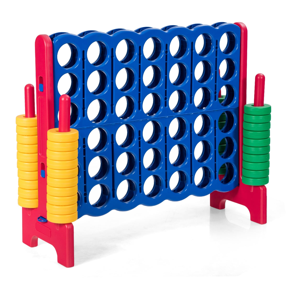 Jumbo 4-to-Score Giant Game Set with 42 Jumbo Rings and Quick-Release Slider-Green - Red