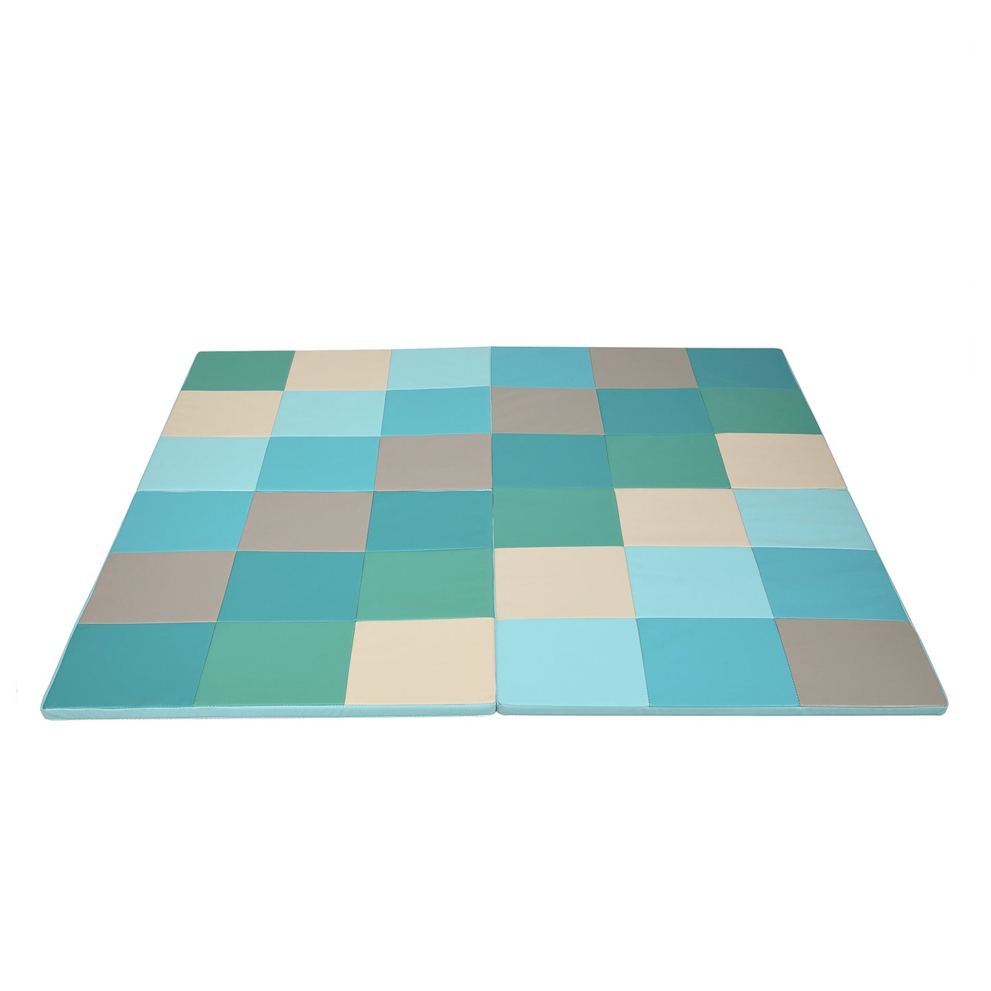 58 Inch Toddler Foam Play Mat Baby Folding Activity Floor Mat-Light Blue - Light Blue