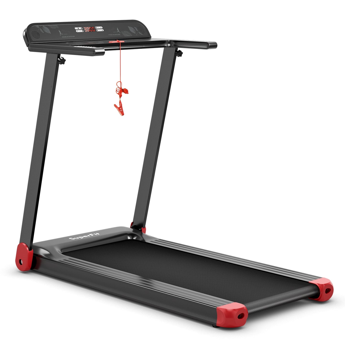 Folding Electric Compact Walking Treadmill with APP Control Speaker-Red - Red