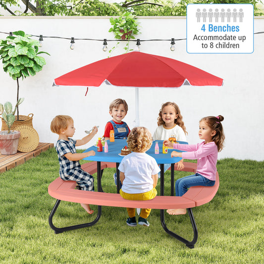 Toddler Outdoor Activity Table with Adjustable and Collapsible Umbrella