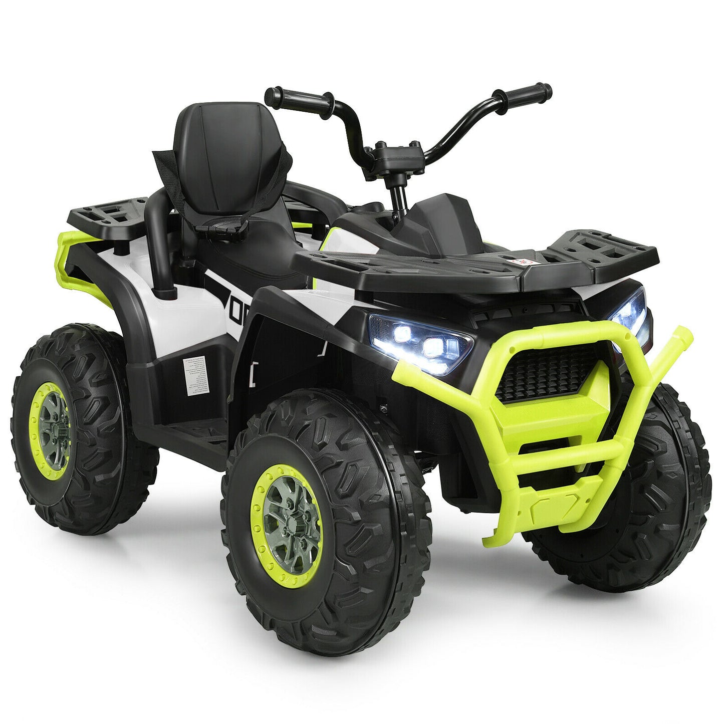 12 V Kids Electric 4-Wheeler ATV Quad with MP3 and LED Lights-Black - White