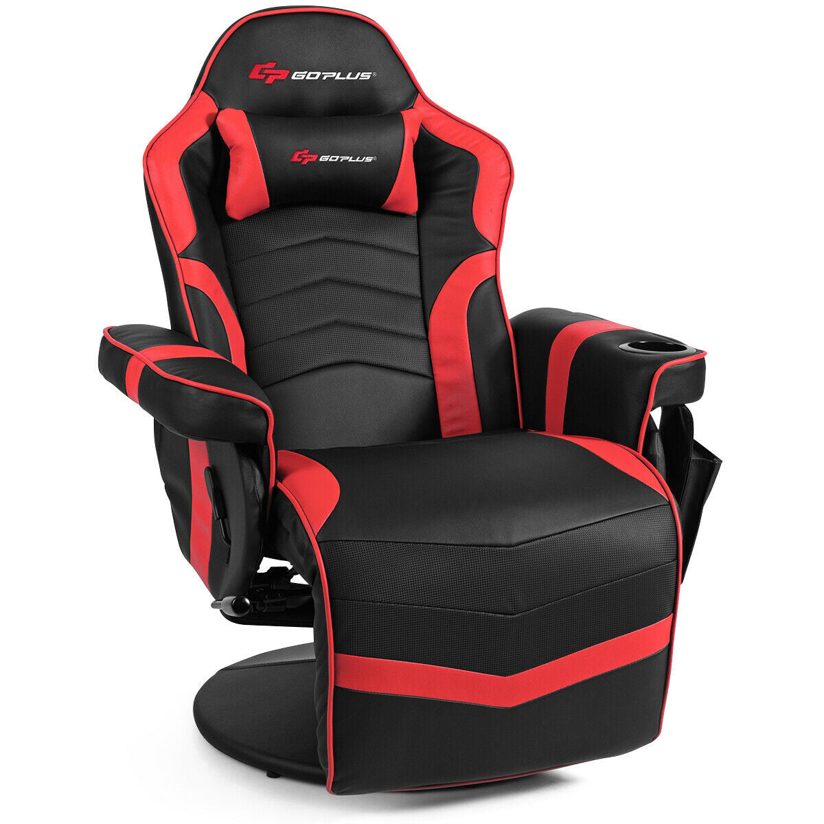Ergonomic High Back Massage Gaming Chair with Pillow-Blue - Red