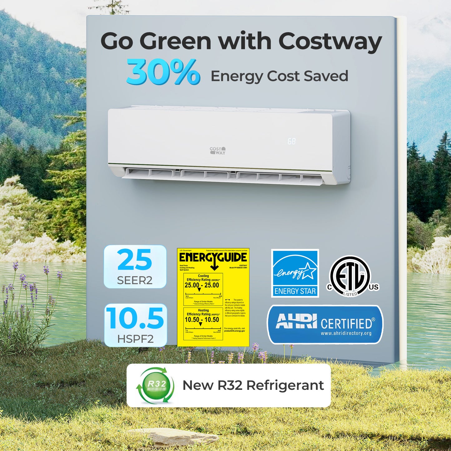 SEERXtreme Series 24000 BTU 25 SEER2 208-230V Mini Split Heat Pump Heating at -15°F WiFi Enabled