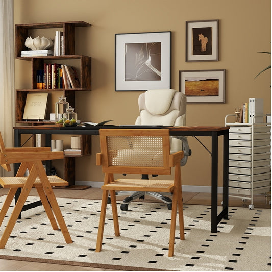All-in-One Home Office Furniture Bundle – Ergonomic Chair Spacious Desk Multi-Drawer Cart Bookshelf & Accent Chairs