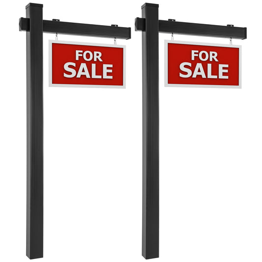 Set of 2 6 Feet Vinyl UPVC Real Estate Realtor Yard Sign Post