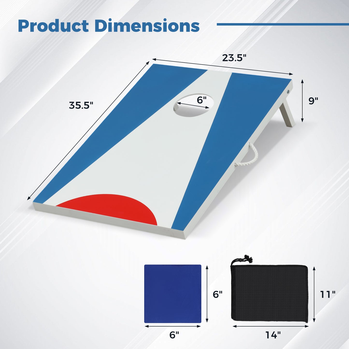 Cornhole Board Set 3x2ft with Bean Bags and Foldable Legs