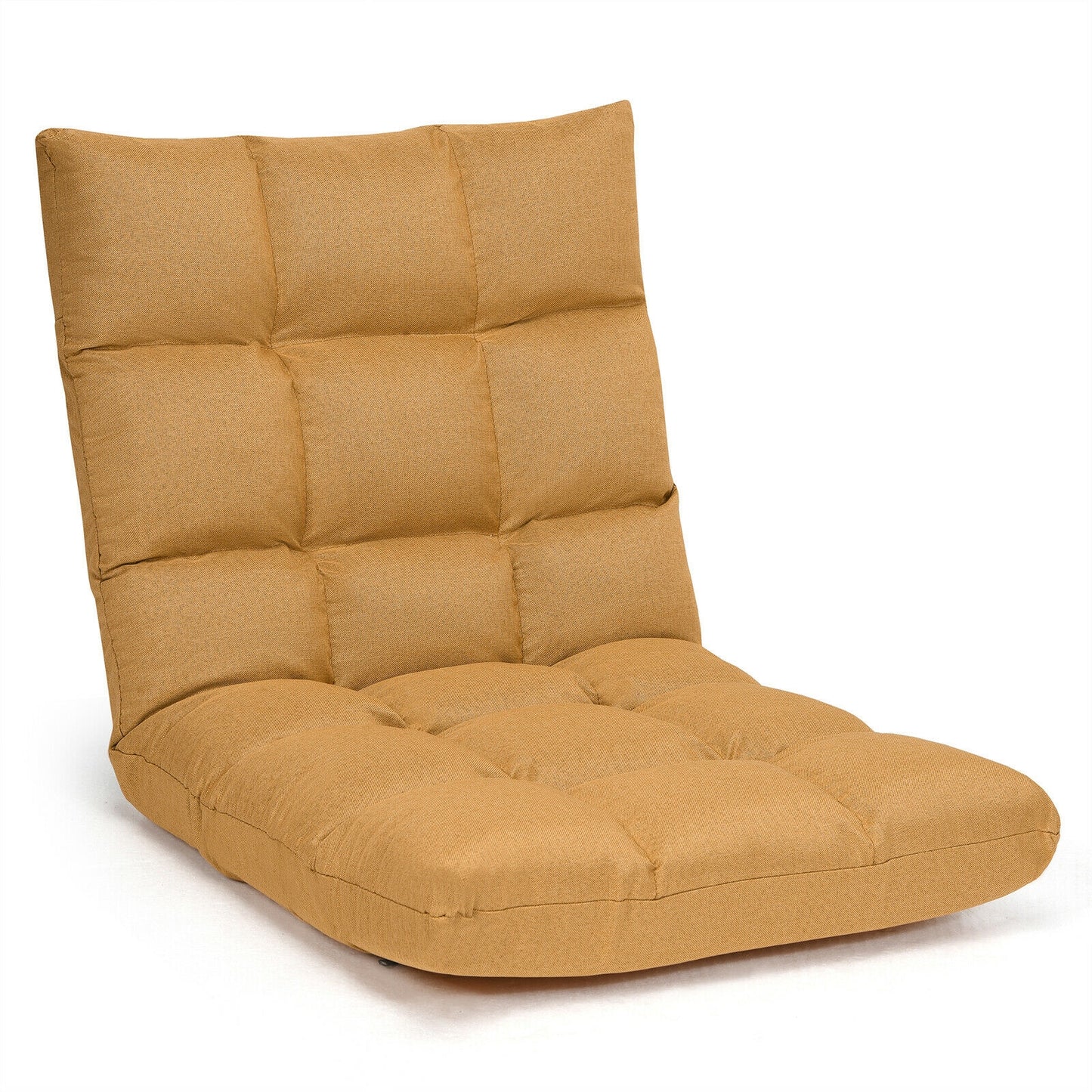 14-Position Adjustable Folding Lazy Gaming Sofa-Coffee - Yellow