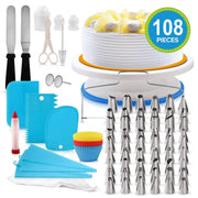 11in Cake Turntable with 108-Piece Decorating Kit