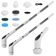 Electric Spin Scrubber with Extendable Telescopic Arm Cordless Voice Prompt Cleaning Brush