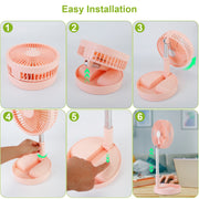 Pink Portable Folding Desk Table Fan