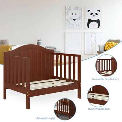 2-in-1 Classic Convertible Wooden Toddler Bed with 2 Side Guardrails for Extra Safety