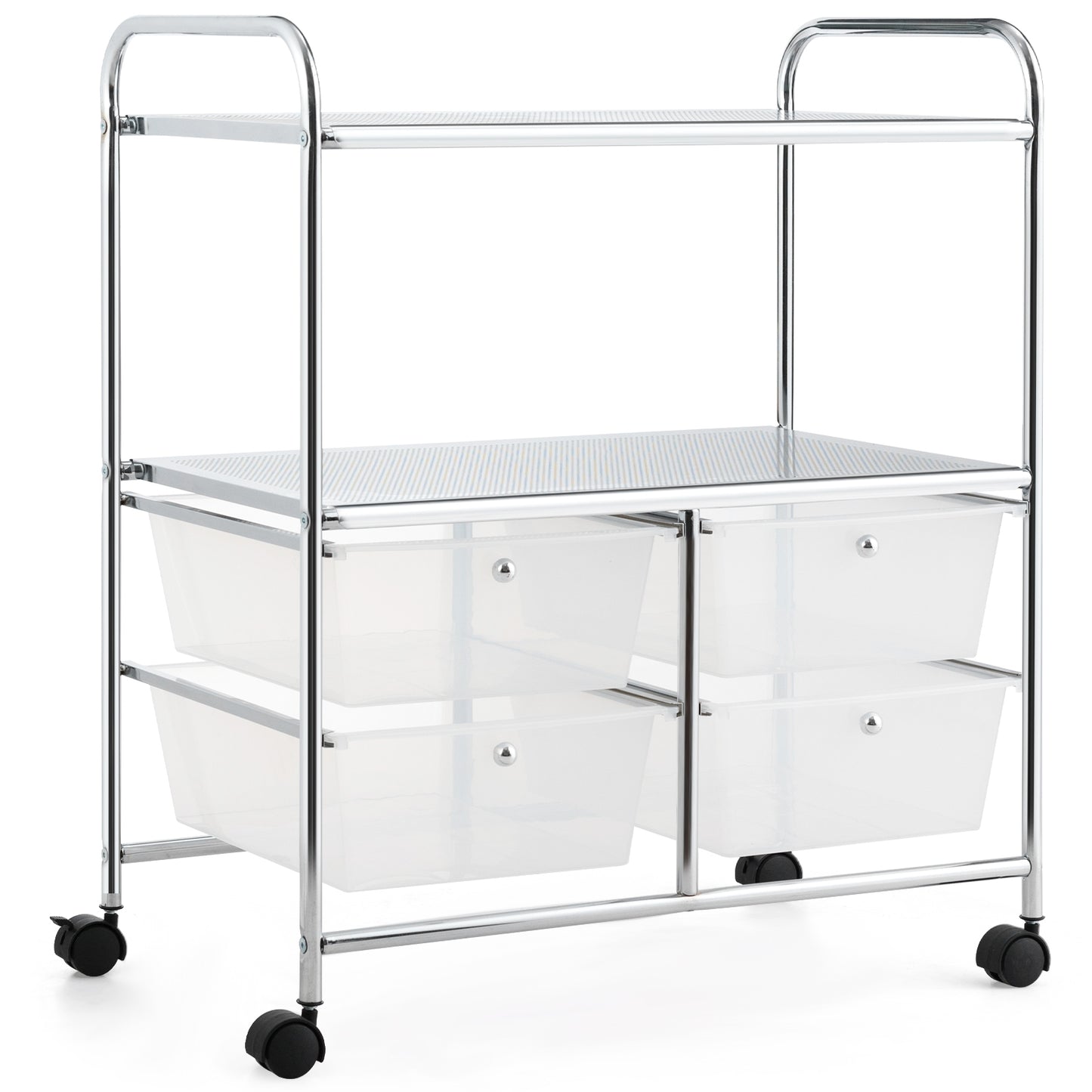 Mobile 4 Drawers Shelves Rolling Storage Cart Rack