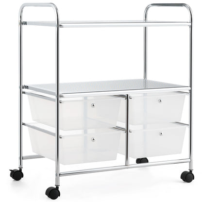 Mobile 4 Drawers Shelves Rolling Storage Cart Rack