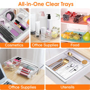 25Pcs Clear Plastic Drawer Organizers Set 4 Sizes