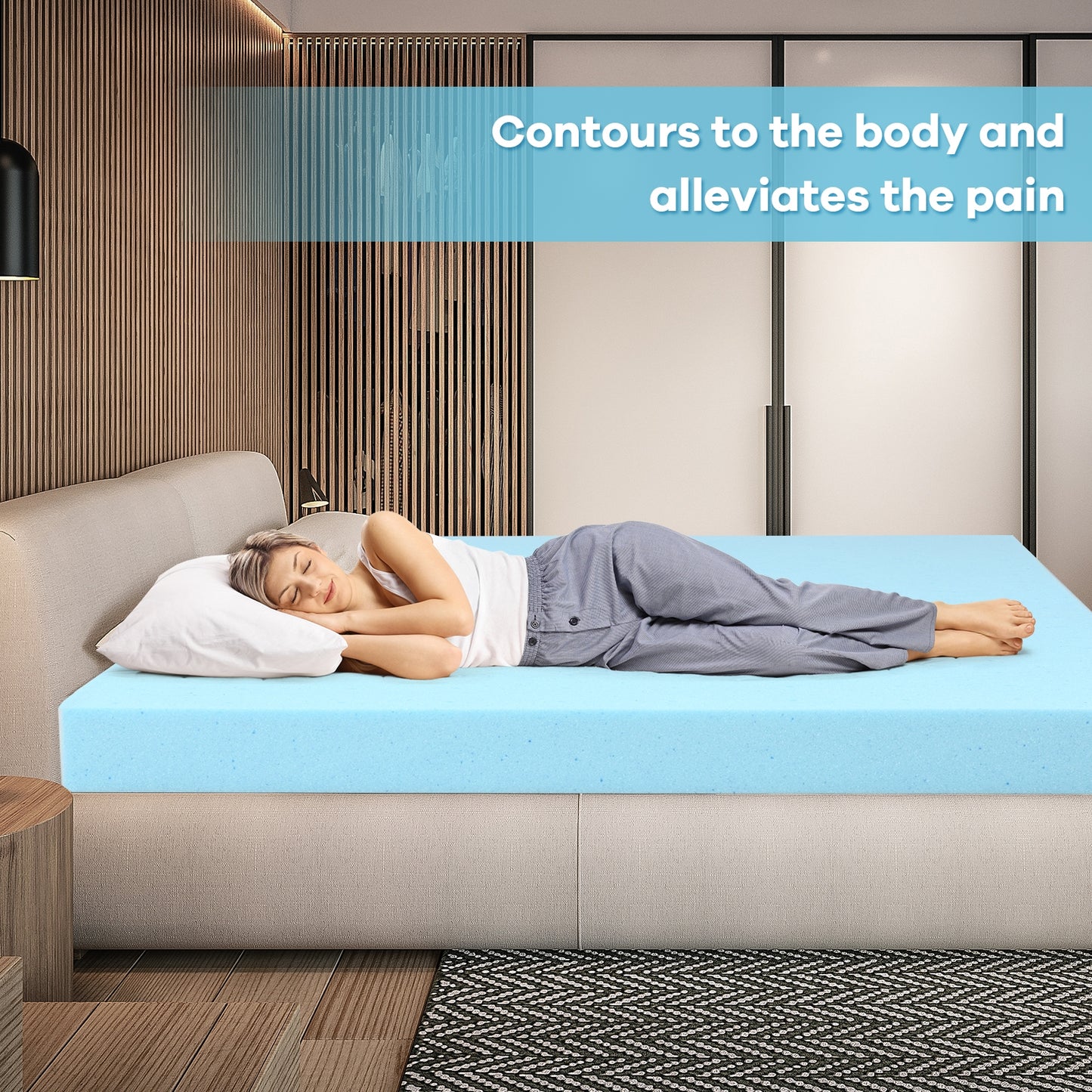 3 Inch Gel-Infused Cooling Bed Topper for All-Night Comfy-75 x 54 inch