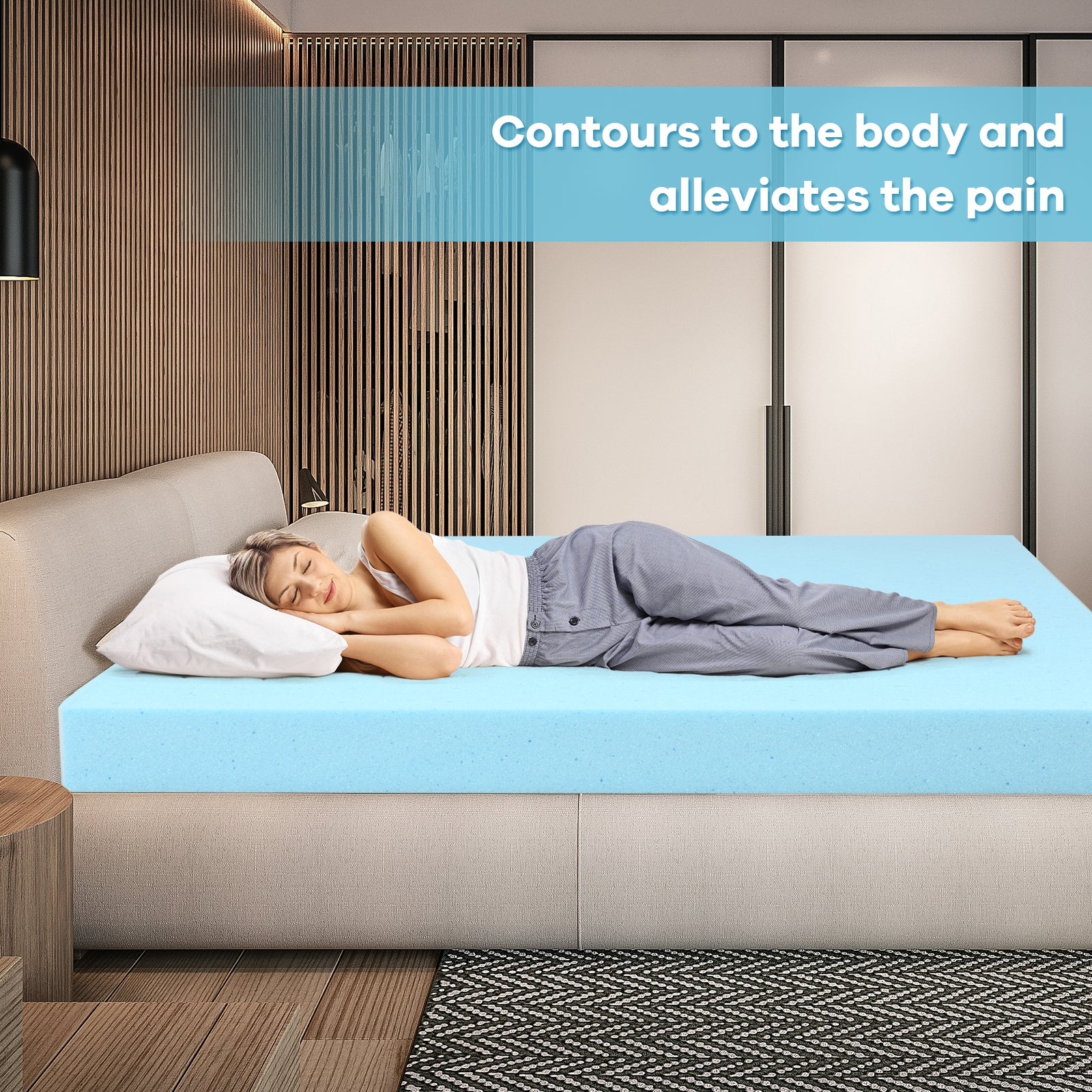 3 Inch Gel-Infused Cooling Bed Topper for All-Night Comfy-75 x 54 inch