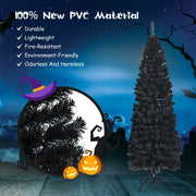 6ft Unlit Artificial Christmas Halloween Pencil Tree Black with Metal Stand-Black