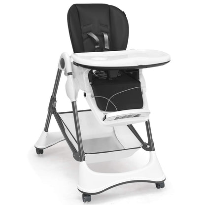 A-Shaped High Chair with 4 Lockable Wheels-Navy - Gray